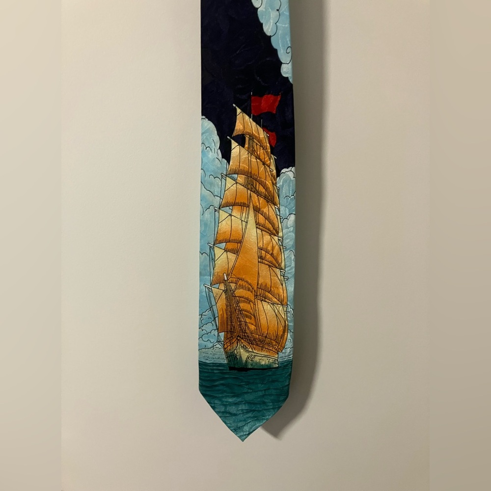 Nautical Themed Tie with Ship Design